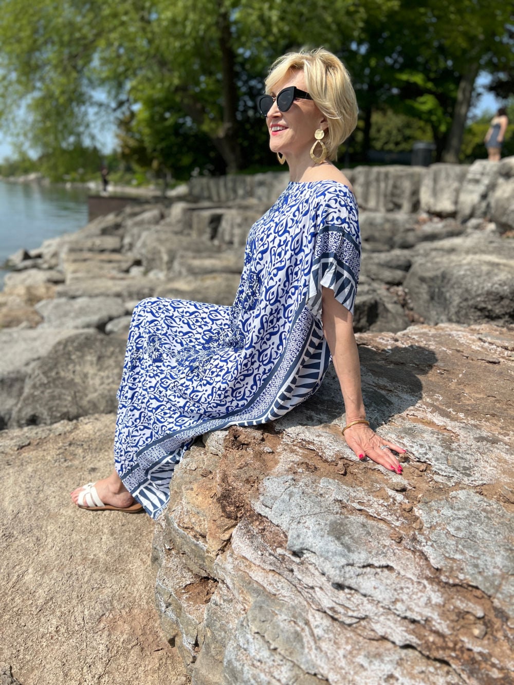 kaftan beach coverup in Grecian Blue