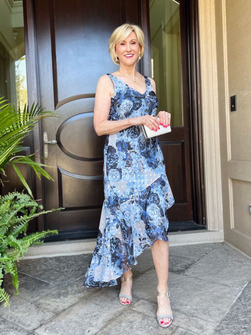 blue floral summer mob dress