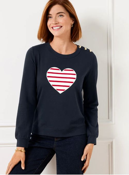 Navy Striped Heart Sweatshirt