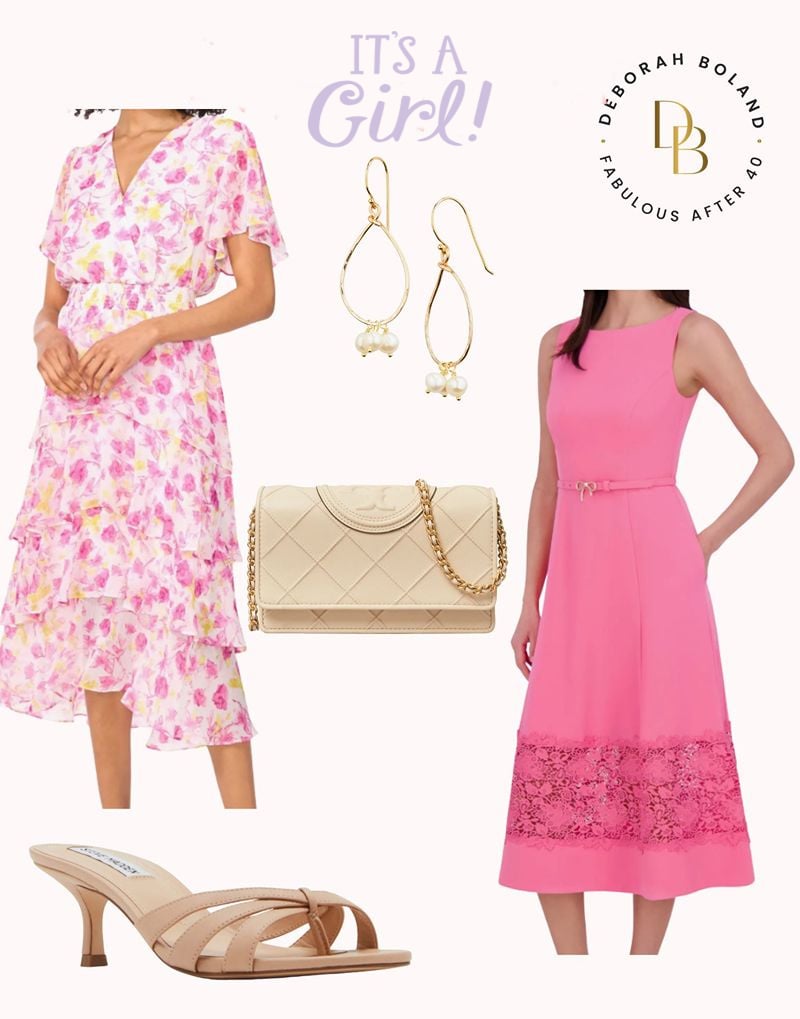 Fabulous After 40 shares Baby Shower Outfit Ideas for Guests in shades of pink