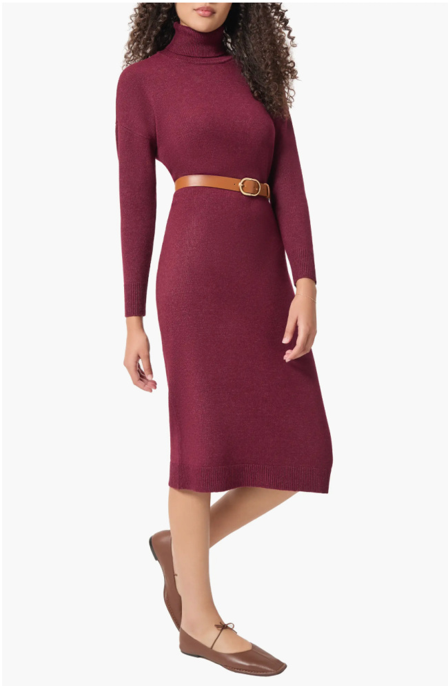 burgundy sweater dress ballet flats