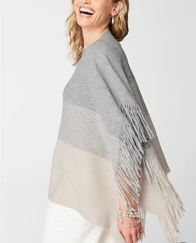 gray white ruana