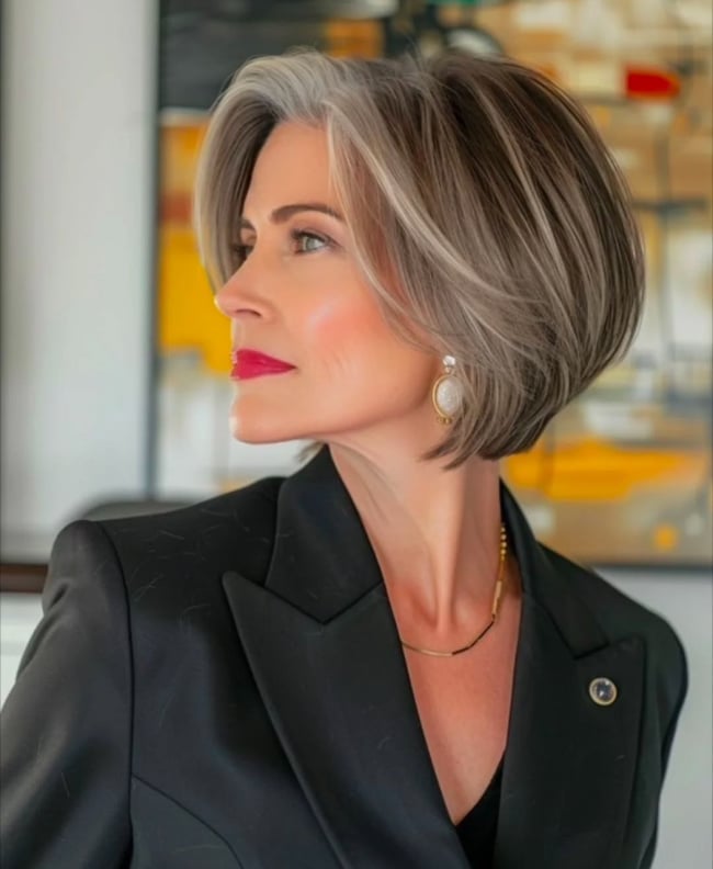 short angled bob