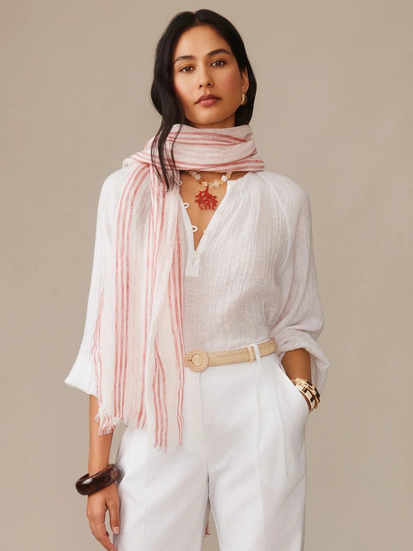 Tessa Linen Scarf in Stripe