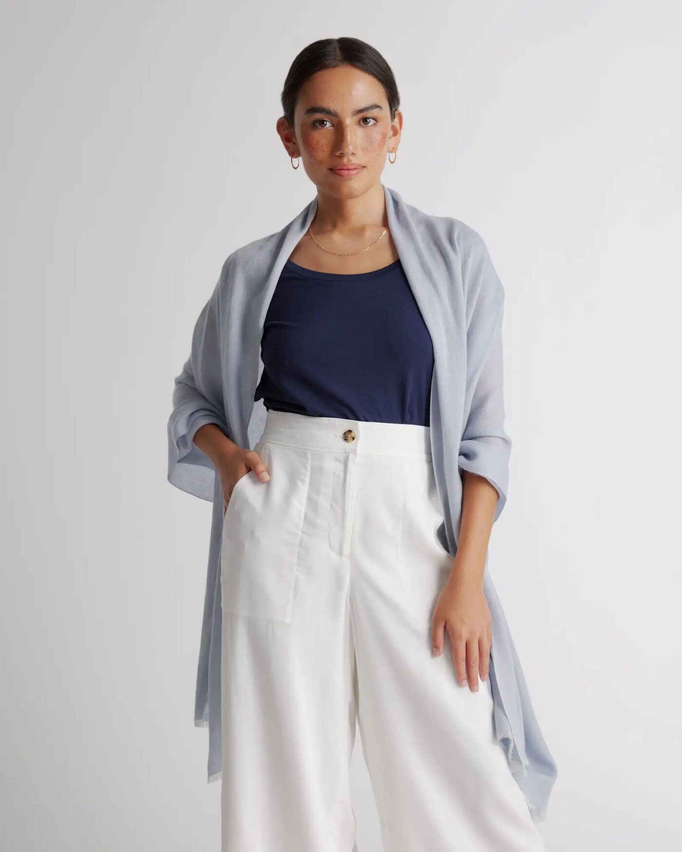 Featherweight Cashmere Silk Frayed Edge Scarf