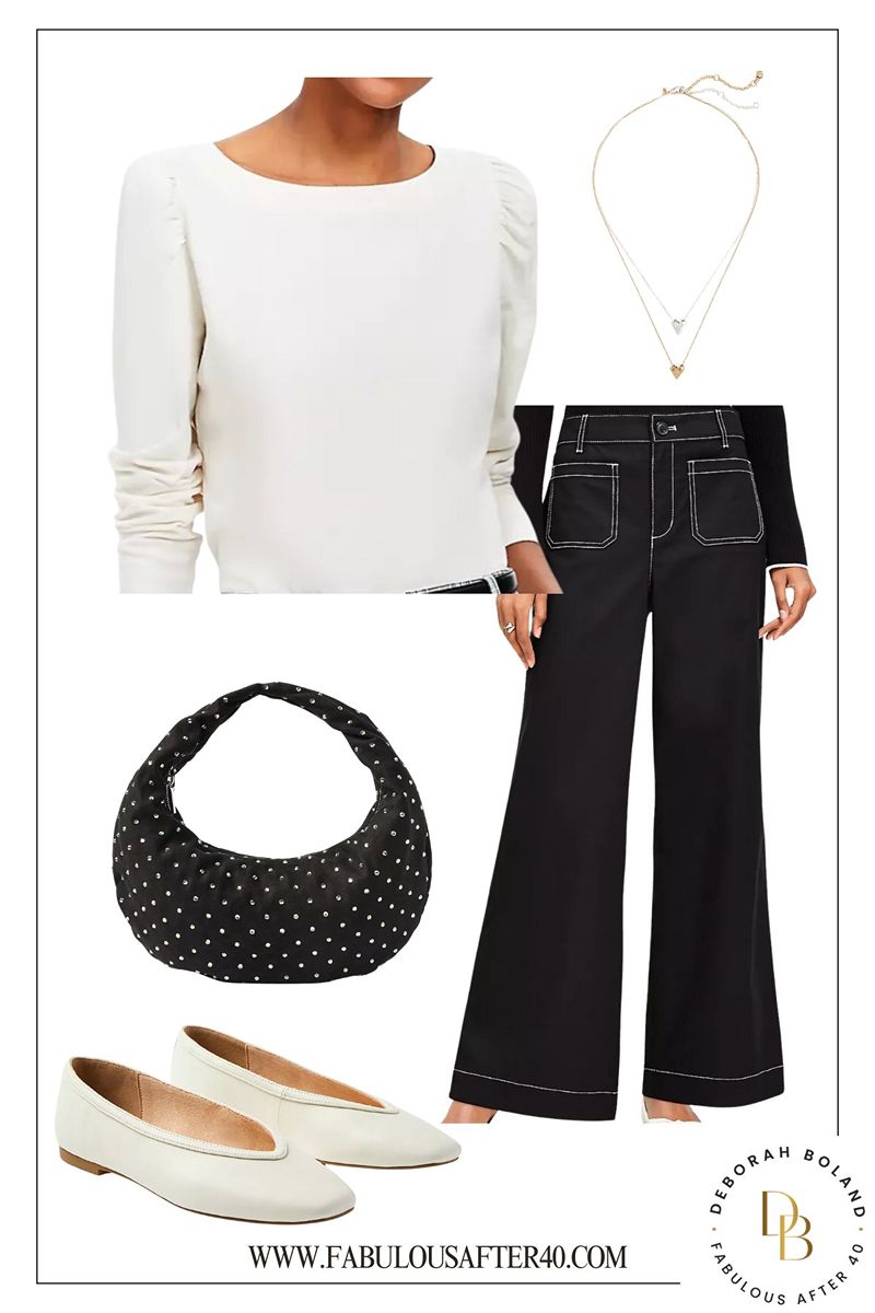 loft black wide leg pants