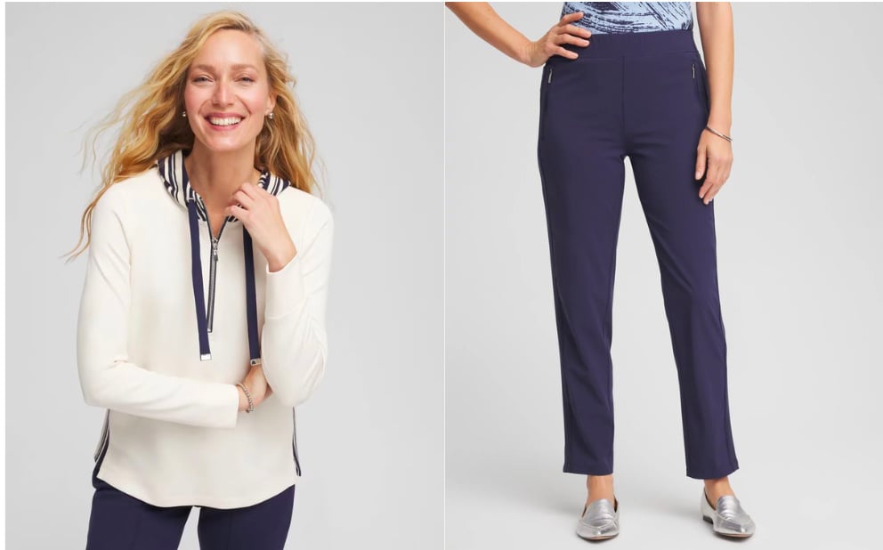 navy and white loungewear set