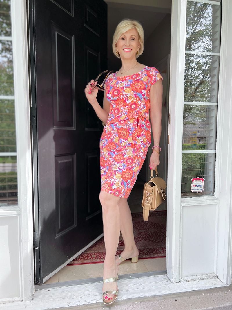 colorful spring dress orange print