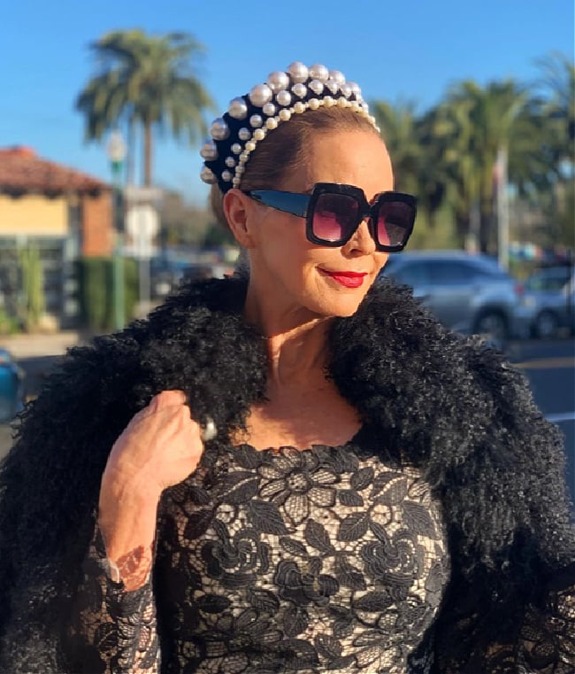 woman wearing pearl embellished headband