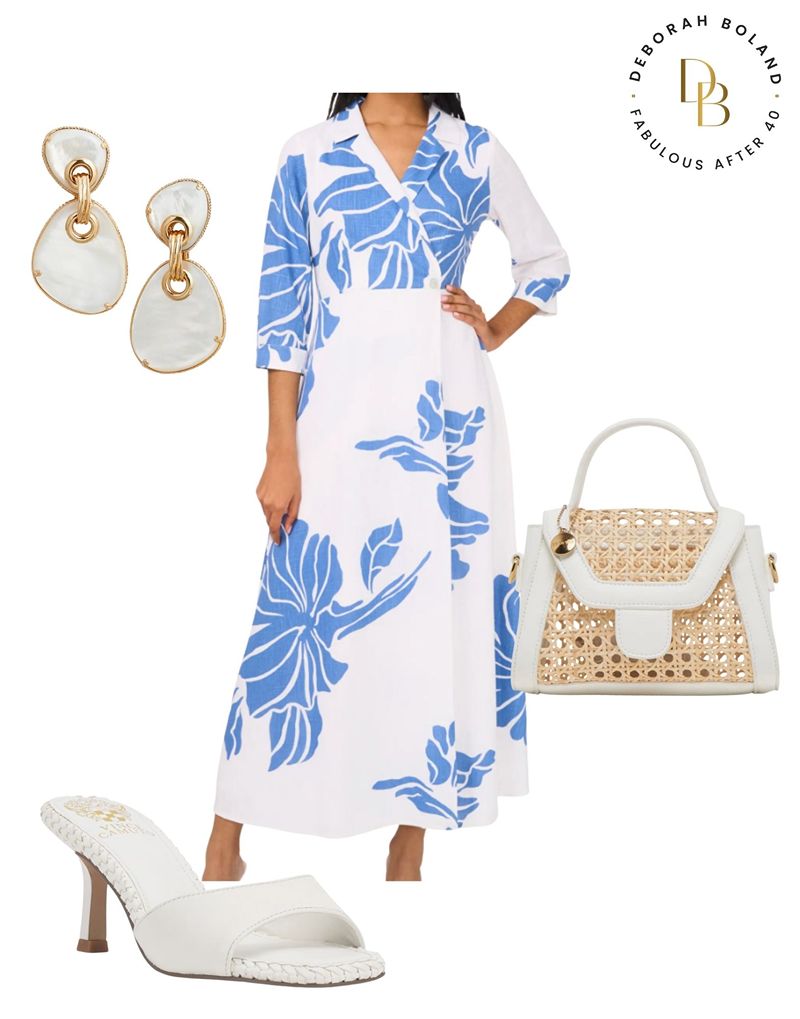 Fabulous After 40 shares blue and white outfit collage