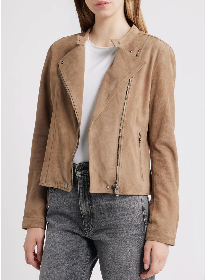 taupe suede moto jacket