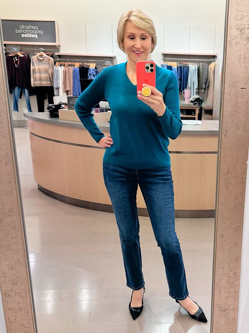 teal top jeans jjil
