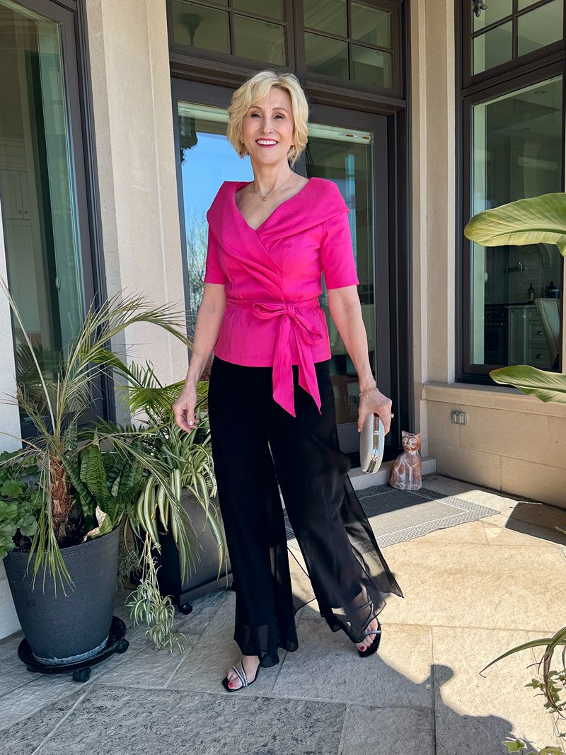 Fuchsia Wrap Top and Chiffon Pants