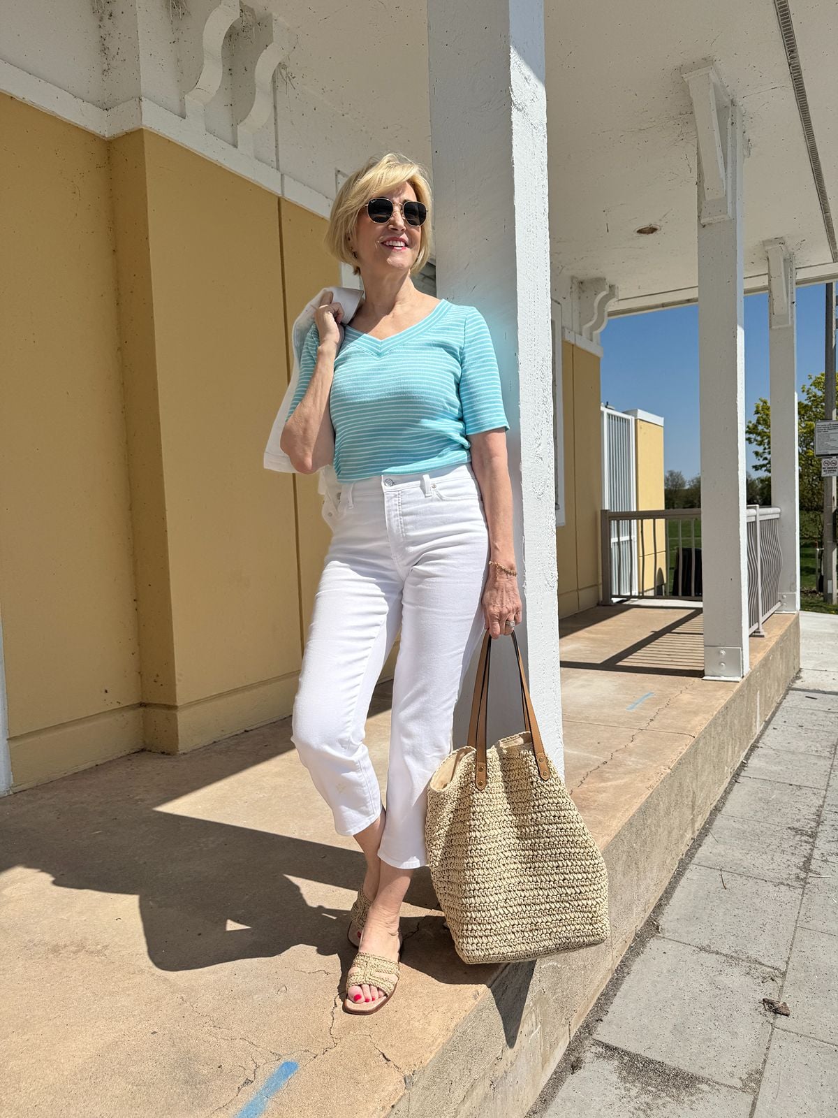 Best White Cropped Jeans: Talbots Straight Crop Lightweight Jeans