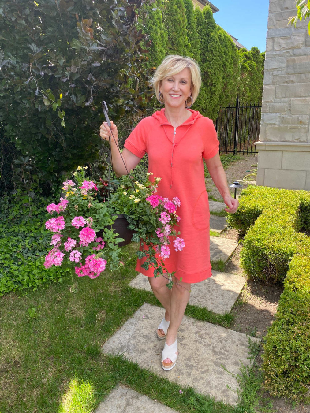 womens hoodie dress- coral