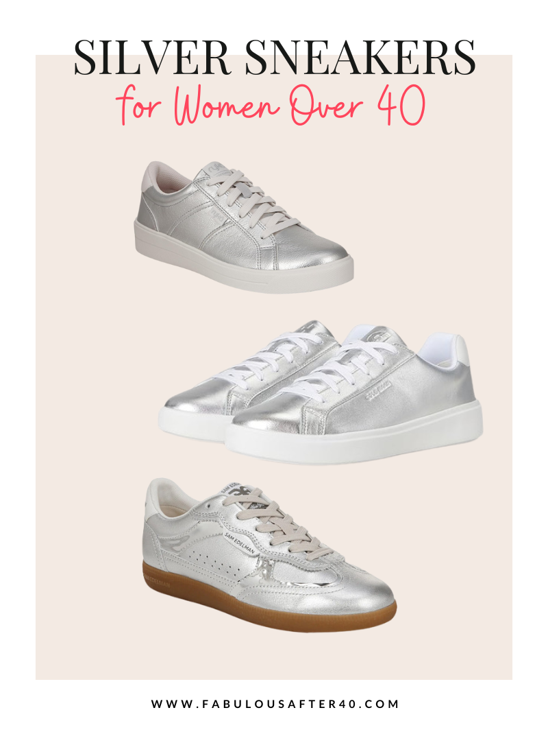 SILVER SNEAKERS FOR WOMEN OVER 40