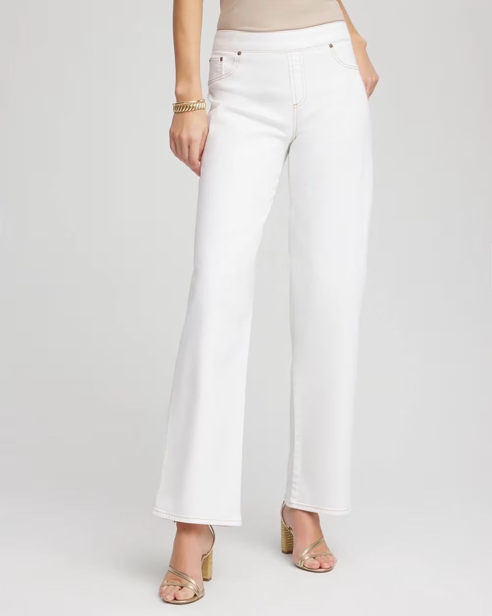Best White Pull-On Jeans: Chico's Seeded Pull-On Wide-Leg Jeans