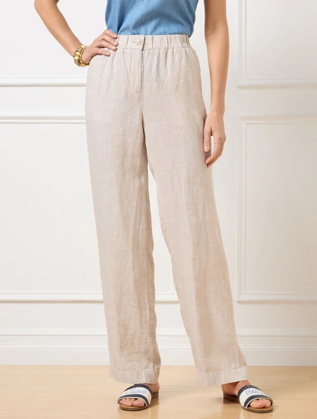 Wide Leg Linen Cotton Pants for Women Over 40